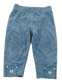 Modrošedé sametové tepláky s medvídky C&A