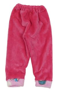 Fuchsiové chlupaté pyžamové kalhoty 
