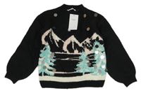 Nové - Čierny sveter s obrázkom M&S