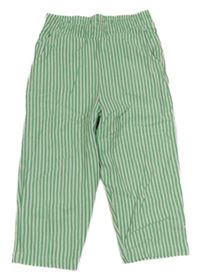 Bielo-zelené pruhované crop teplákové nohavice M&S