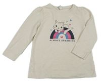 Svetlobéžová ľahká mikina s mačkou a dúhou Topolino