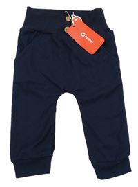 Nové - Tmavomodré baggy tepláky s knoflíky 