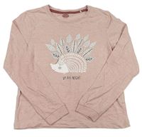 Svetloružové melírované tričko s ježkom