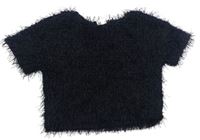 Čierna crop blúzka s strapcemi Zara