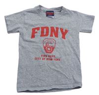 Sivé melírované tričko s nápisom FDNY