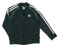 Tmavozelená propínací sportovní mikina s logem Adidas