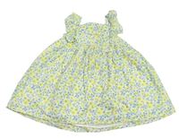 Bielo-světlemodro-žlté kvietkovane plátenné šaty Tommy Bahama