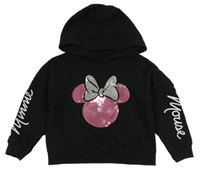 Černá mikina s Minií z flitrů a kapucí Disney