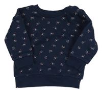 Tmavomodrá mikina s kvietkami zn. Primark
