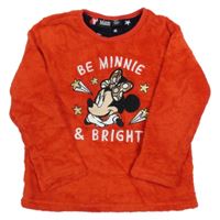 Červená chlpatá mikina s Minnií Disney