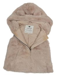 Svetloružová kožušinová podšitá vesta s kapucňou F&F