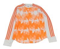 Bielo-neónově oranžové vzorované športové funkčné tričko zn. Adidas