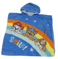 Modré froté osuškové pončo s Paw Patrol a kapucí Tu