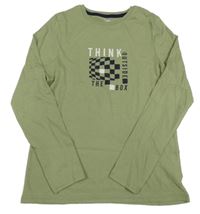 Khaki tričko s nápisom Kiabi