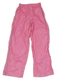 Ružové šušťákové nohavice s prúžkami