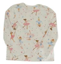 Biela plyšová mikina s baletkami Primark