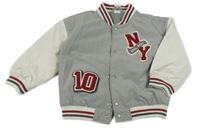 Šedo-bílá šusťáková zateplená bunda s písmenky H&M