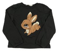 Tmavosivé tričko so zajačikom H&M