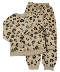 Béžovo-sivé vzorované plyšové pyžama Peacocks