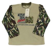 Nové - Béžovo-army mikina s nápisom Ririsheng