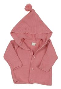 Růžový propínací svetr s kapucí Next