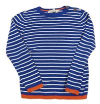 Kobaltově modro-biely pruhovaný sveter H&M