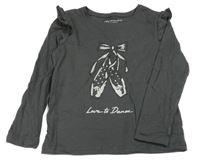 Sivé tričko s piškoty a volánikmi Primark