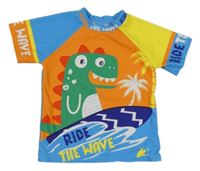 Barevné UV tričko s dinosaurem 