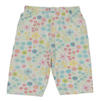 Biele legínové kraťasy s kvietkami Topolino