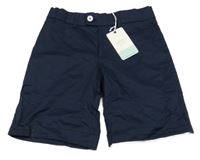 Tmavomodré plátenné chino kraťasy Carrement Beau