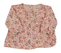 Světlerůžové triko s kytičkami Vertbaudet