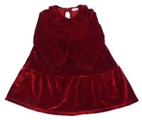 Červené zamatové šaty s golierikom F&F