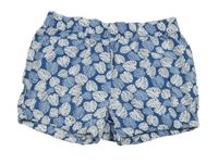 Modro-biele plátenné kraťasy s lístky H&M
