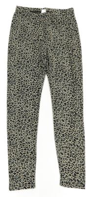 Béžovo-čierno-modré vzorované legíny Shein