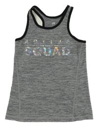 Šedý melírovaný sportovní top s nápisem H&M