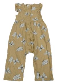 Béžový bavlněný kalhotový overal s motýly H&M