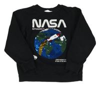 Čierna mikina s planetou z flitrů a logem NASA H&M