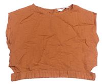 Medová pruhovaná krepová crop blúzka H&M