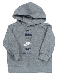 Sivá melírovaná mikina s logy a kapucňou Nike