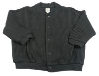 Tmavosivá žebrovaná/vzorovaná baseballová oversize mikina H&M
