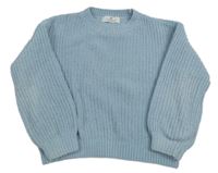 Svetlomodrý rebrovaný oversize sveter H&M