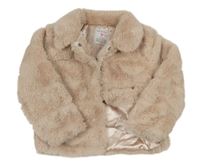 Pudrová žebrovaná kožešinová zateplená bunda PRIMARK