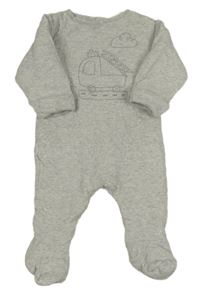 Svetlosivá melírovaná zateplená kombinéza s hasiči Mothercare