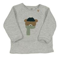 Svetlosivá melírovaná vzorovaná mikina s medvedíkom F&F