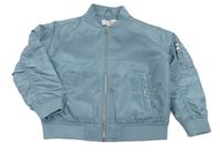 Modrošedý šusťákový zateplený bomber H&M