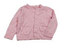 Svetloružový prepínaci sveter so srdiečkovanými vreckami Mothercare