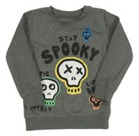 Sivá melírovaná mikina s lebkami George