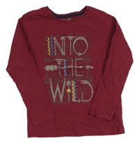 Vínové tričko s nápismi a šipkami lupilu