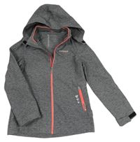 Šedá melírovaná softshellová bunda s odepínací kapucí C&A