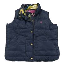 Tmavomodrá prešívaná šušťáková zateplená vesta joules